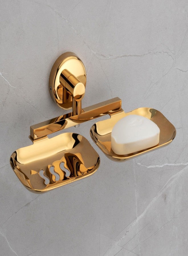 iSTAR Stainless Steel Bathroom Soap Holder/Soap Stand/Soap Dish for Bathroom/Bathroom Accessories Multicolor (Double, Gold) - Image 1